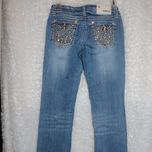 Grace in La jeans 3/25 lots of sparkle and bling! bootcut style - Picture 3 of 7